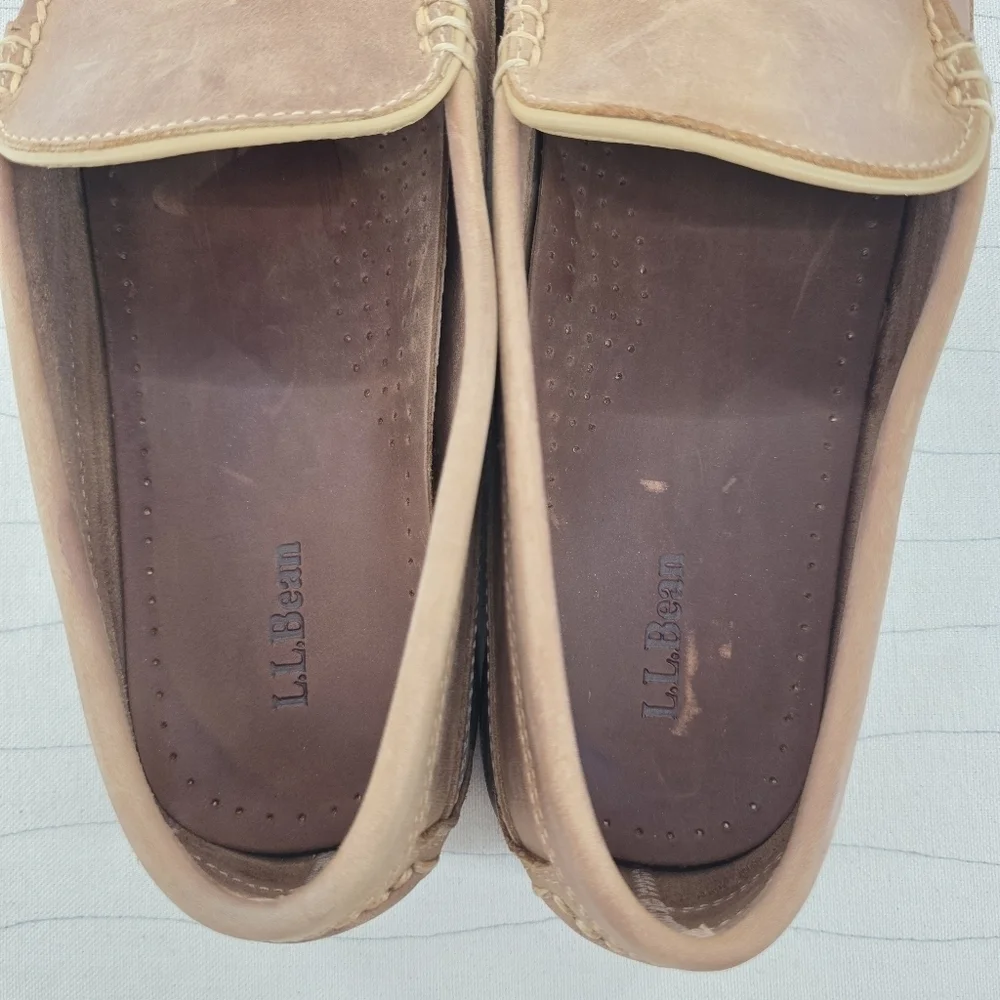 LL Bean Mens Brown Leather Venetian Loafer Moccasin Dress Shoes RN71341 Size 11D